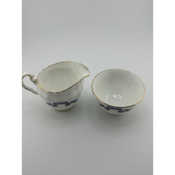 Adderley Blue Tartan "Nova Scotia" Cream and Sugar Set England Bone China - Picture 6 of 7